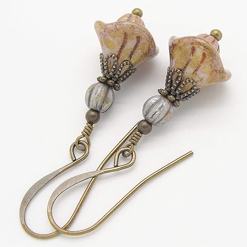 Miniatura 6 de Shabby Chic Earrings with Rustic Glass Flowers