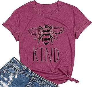 Be Kind T-Shirt Women Cute Bee Graphic Shirt Blessed Shirt Funny Inspirational Teacher Casual Tees Tops