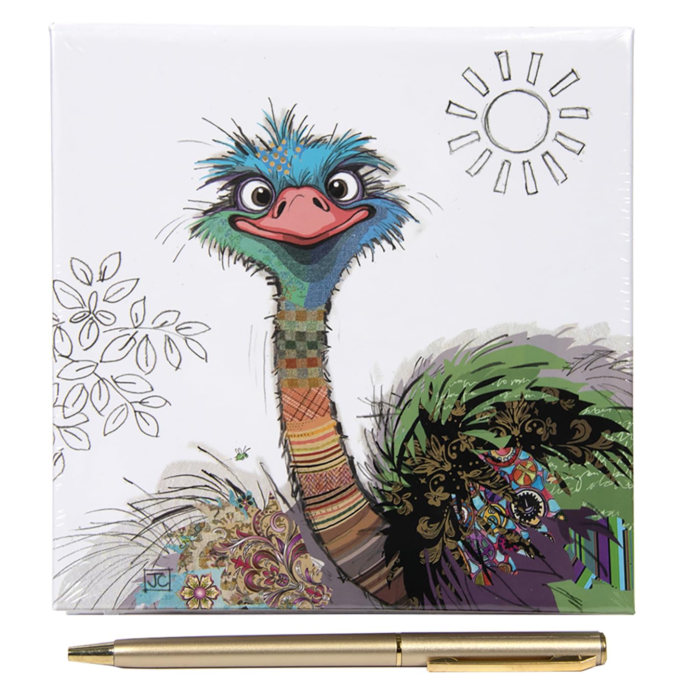 L & P Home & Gifts Lesser & Pavey Oscar Ostrich Memo Pad and Pen