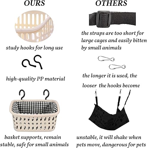 Miniatura 4 de JWShang Hamaca para Ratas para Jaula, Cesta Colgante a Prueba de Masticación con Ganchos Resistentes, Accesorios para Jaula de Mascotas, Hamaca