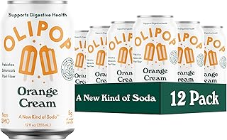 OLIPOP Prebiotic Soda Pop, Orange Cream, A New Kind of Soda Packed with Prebiotics, Fiber, and Botanicals, Gluten Free, Vegan, GMO Free, 12oz (12-Cans)