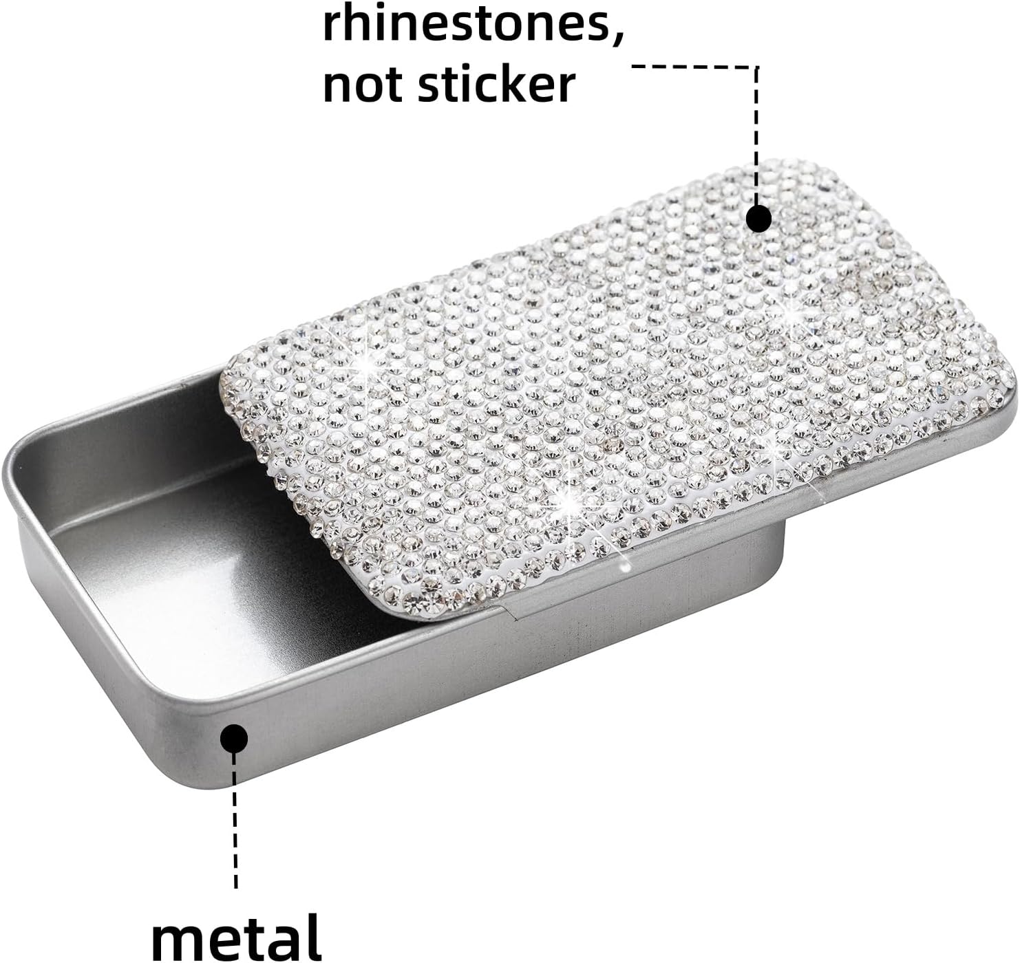 2pcs Dental Floss Holder Bling Gum Container Small Metal Tin Box Case for Q-tip,Cotton Swab(Silver - Image 6