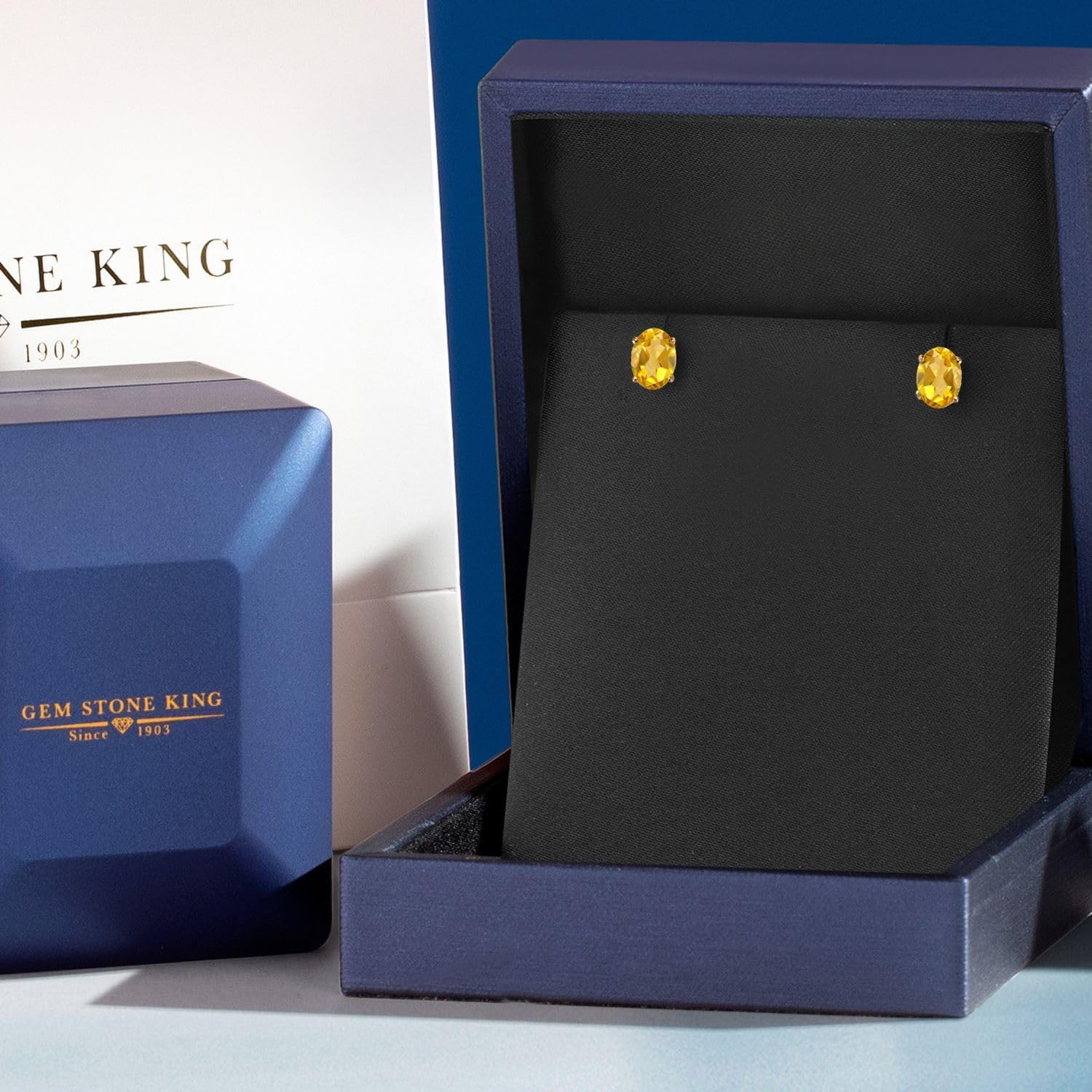 Gem Stone King Gemstone Birthstone Stud Earrings for Women Men | 14K Yellow Gold | Oval 7X5MM | Fine Jewelry Gifts for Mom Women Wife