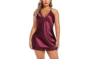 Women Lingerie Lace Chemise Satin Babydoll Nightgown Plus Size