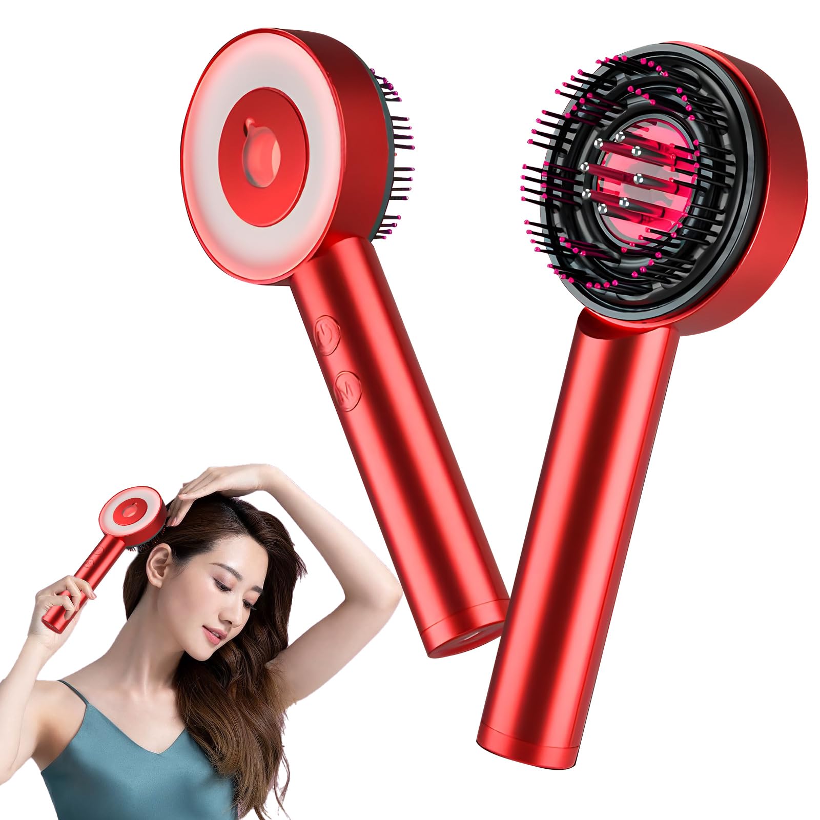 Scalp Massage Brush, Red Blue Light Wave, Multi-purpose Electric Massager with 3 Massage Modes, Scalp Massage Comb, Hair Oil Applicator,