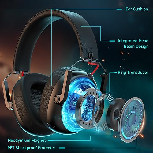 Miniatura 4 de Auriculares inalámbricos para juegos para PC, PS5, PS4, Mac, Nintendo Switch, auriculares para juegos con micrófono, auriculares Bluetooth 5.3 para