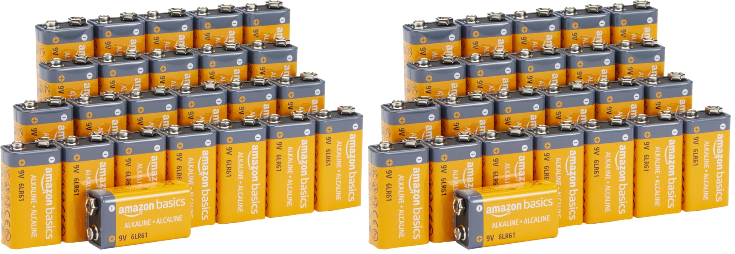 Pilas de 9V alcalinas con 5 años de almacenamiento para electrónica Amazon Basics 6