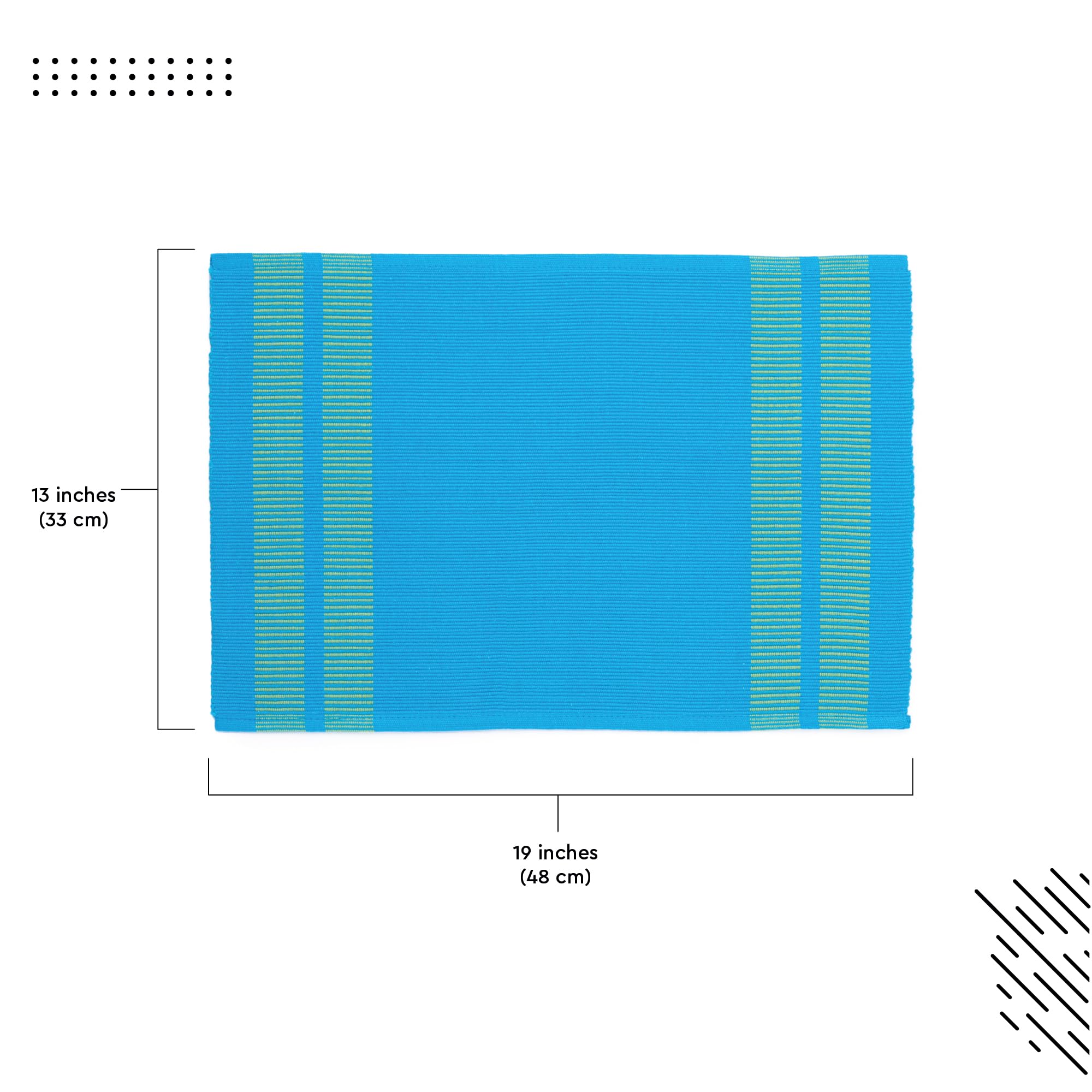 Encasa XO Dining Placemat Set of 6, Ladder Turq Blue, 46x32 cm (Set of 6) - Image 4