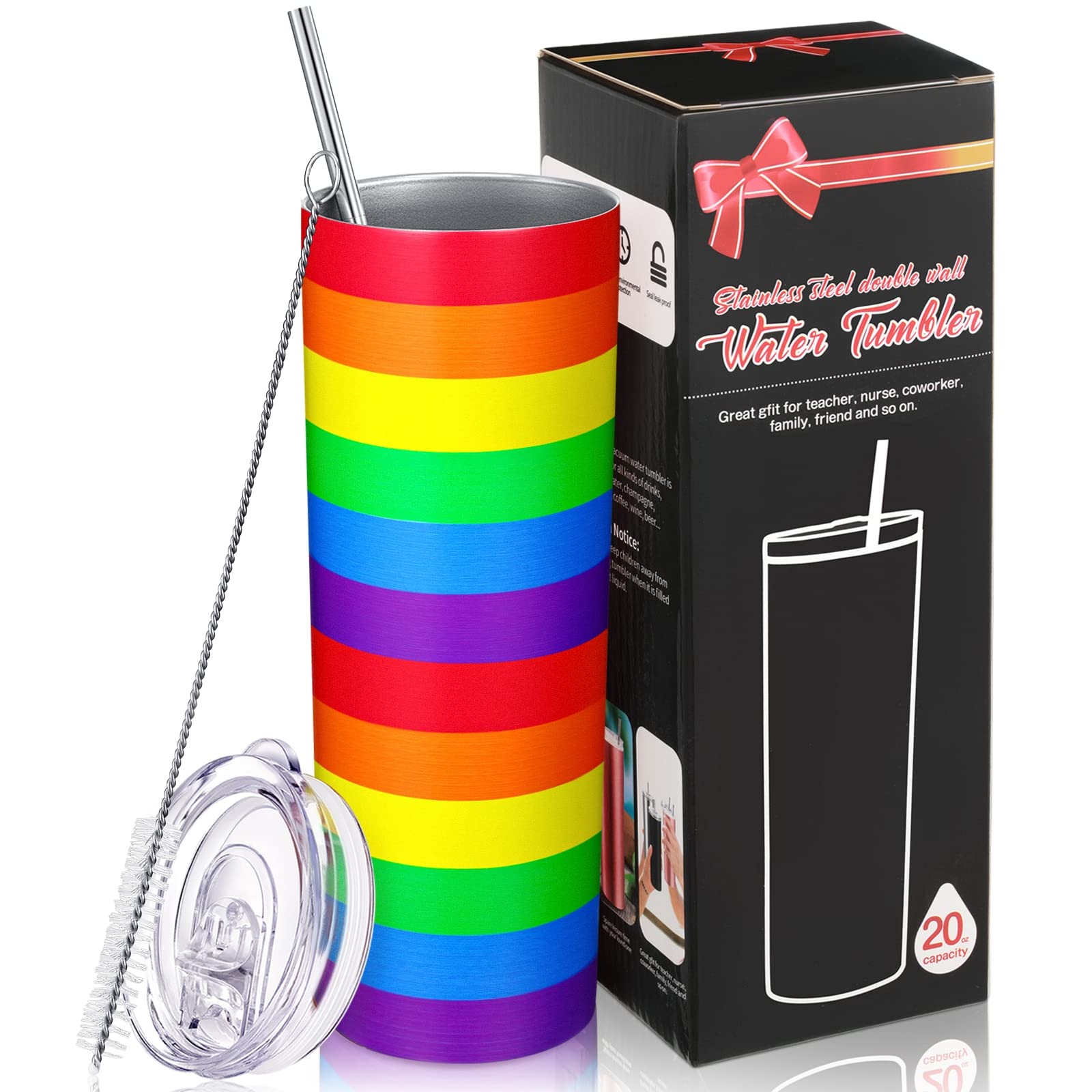 Gobelet isotherme acier inoxydable avec couvercle paille et brosse de nettoyage