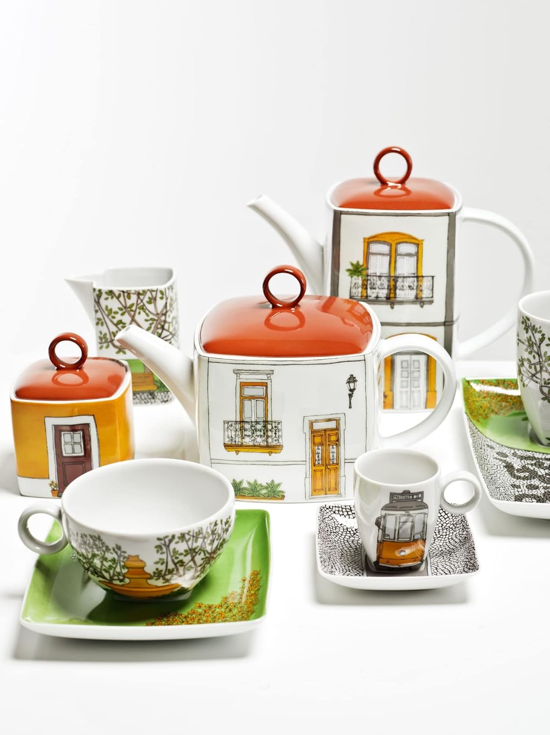 Vista Alegre Alma De Lisboa Coffee Cup and Saucer, Set of 4 with Gift Box