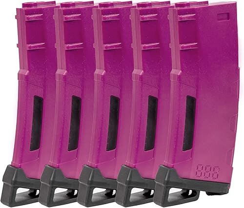 Vista 9 de Lancer Tactical Airsoft M4 M16 Serie de Polímero 130 Rondas con Ventana Transparente de Alta Velocidad Cargador Mid-Cap Airsoft - Paquete de 5