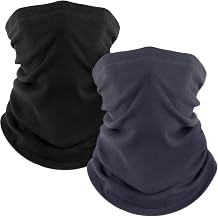 Fuinloth 2 Pack Winter Neck Gaiter, Fleece Warmer Scarf Cold Weather Mask