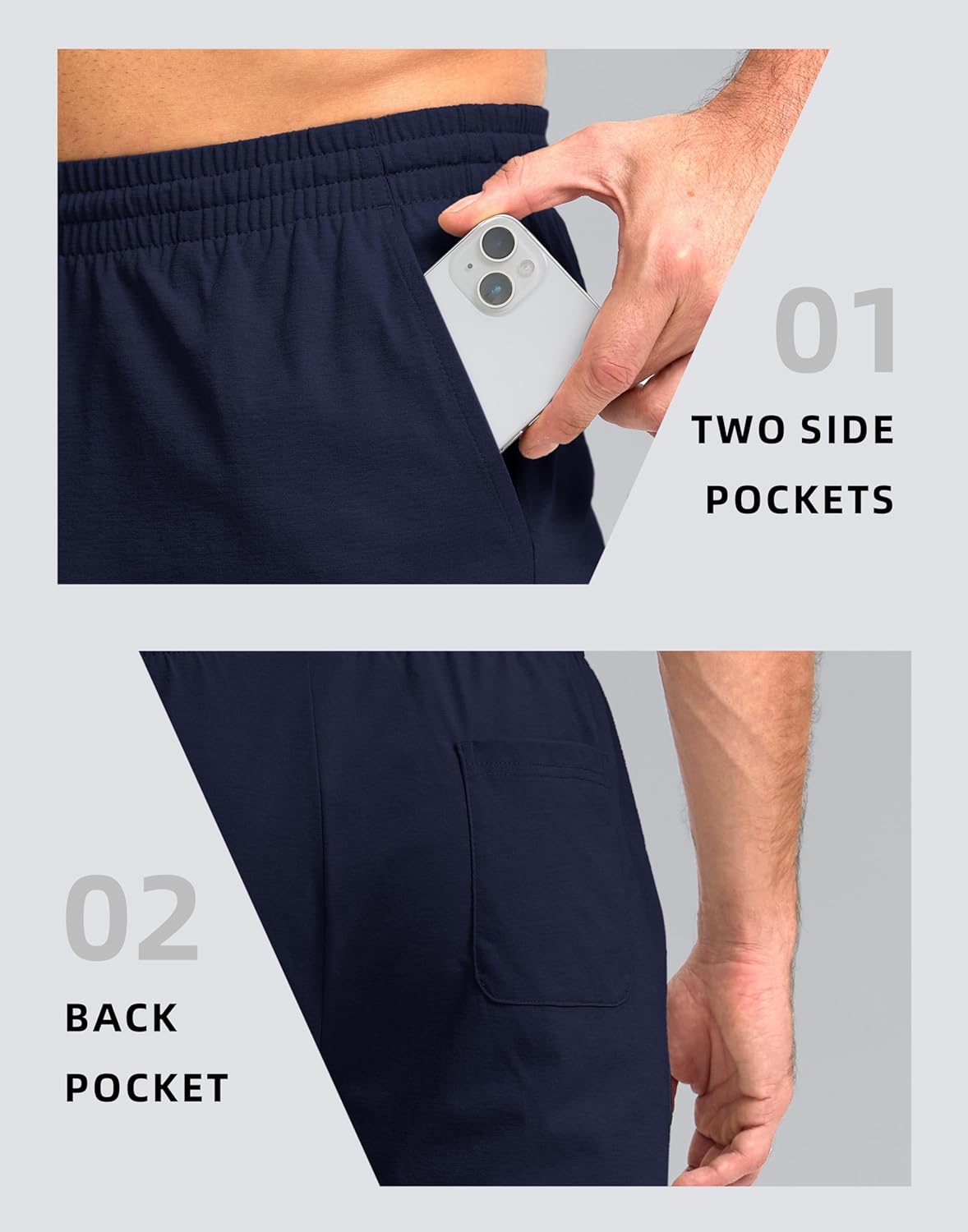 Pudolla Men's Lounge Shorts with Pockets 9" Lightweight Sweat Jersey Shorts for Men Workout Gym Athletic - Image 5