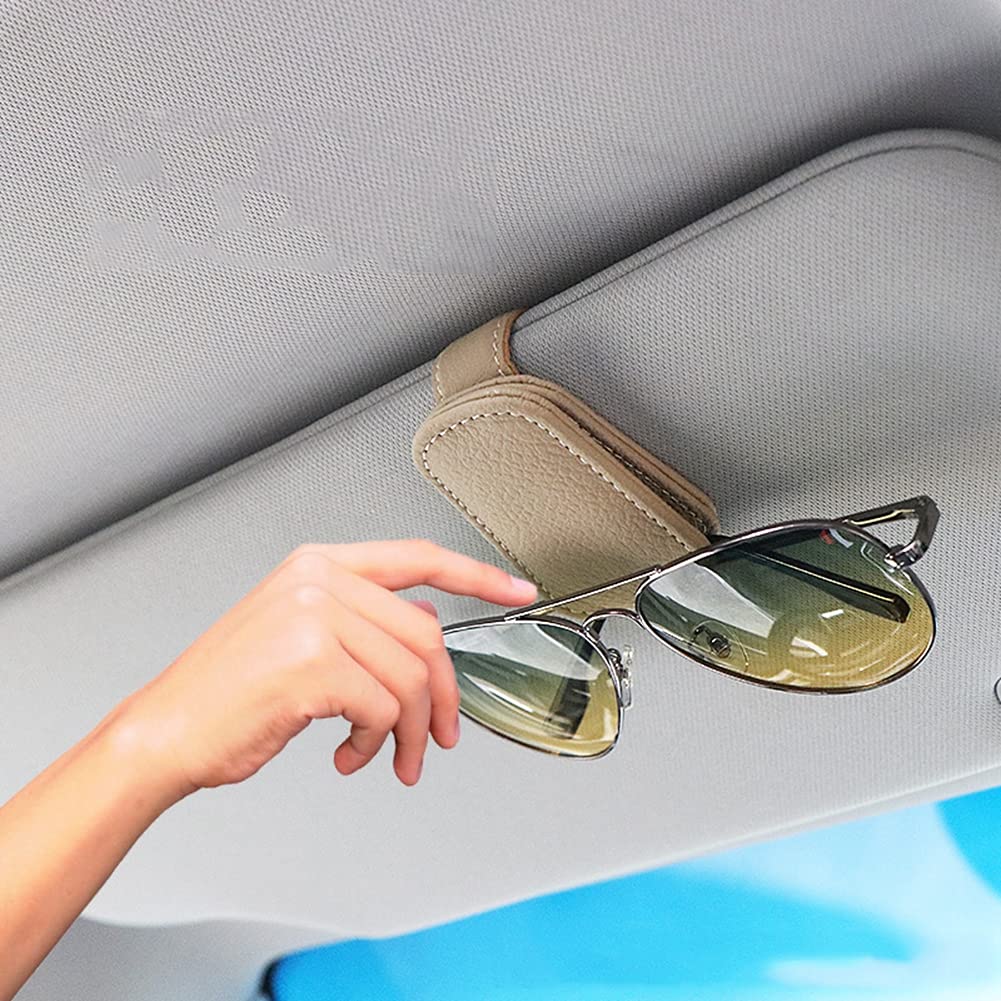 Supporto Per Occhiali Da Sole Per Auto – 2 Pezzi – Universale – Ventosa Magnetica In Pelle – Pratico E Antigraffio – Colore Grigio