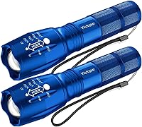 Vista 18 de Victoper Linternas LED azules, linterna táctica recargable de alto lumen y superbrillante, 5 modos, enfoque ajustable, impermeable, luces de flash