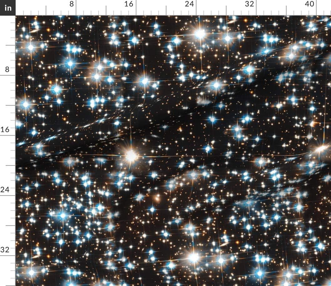 Spoonflower Fabric - Stars Sparkle Star Field Dark Galaxy Universe Outer Space Photo Blue Printed on Petal Signature Cotton Fabric by The Yard - Sewing Quilting Apparel Crafts Decor