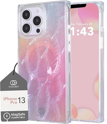 COCOMII Rectangle Case for iPhone 13 Pro, Compatible with MagSafe, Pink Real Mot