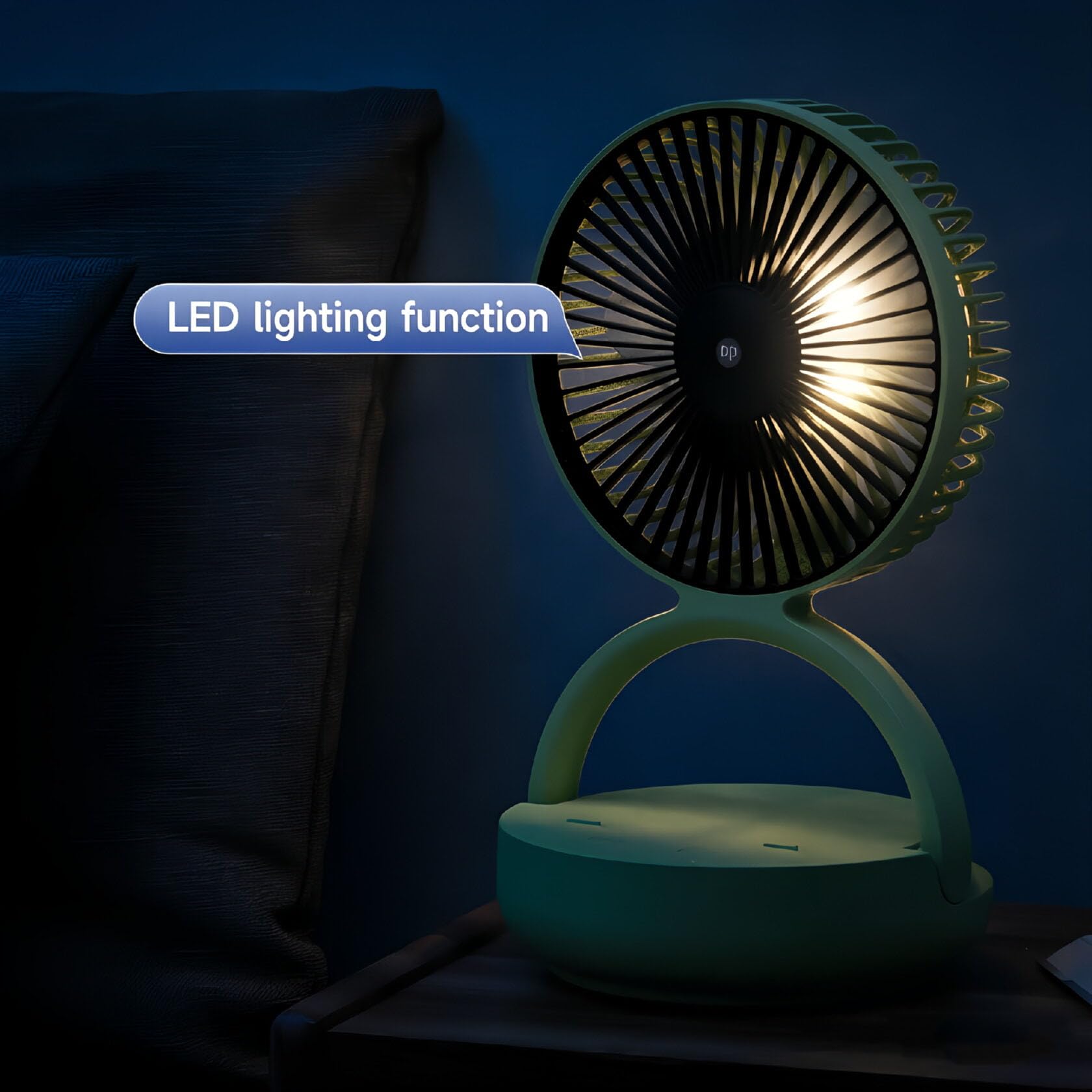 OGZ Ventilatore portatile da viaggio wireless con timer remoto, piccolo ventilatore da scrivania da 7 pollici con luce notturna a LED oscillazione di 90°, ventilatore USB ricaricabile per letto da