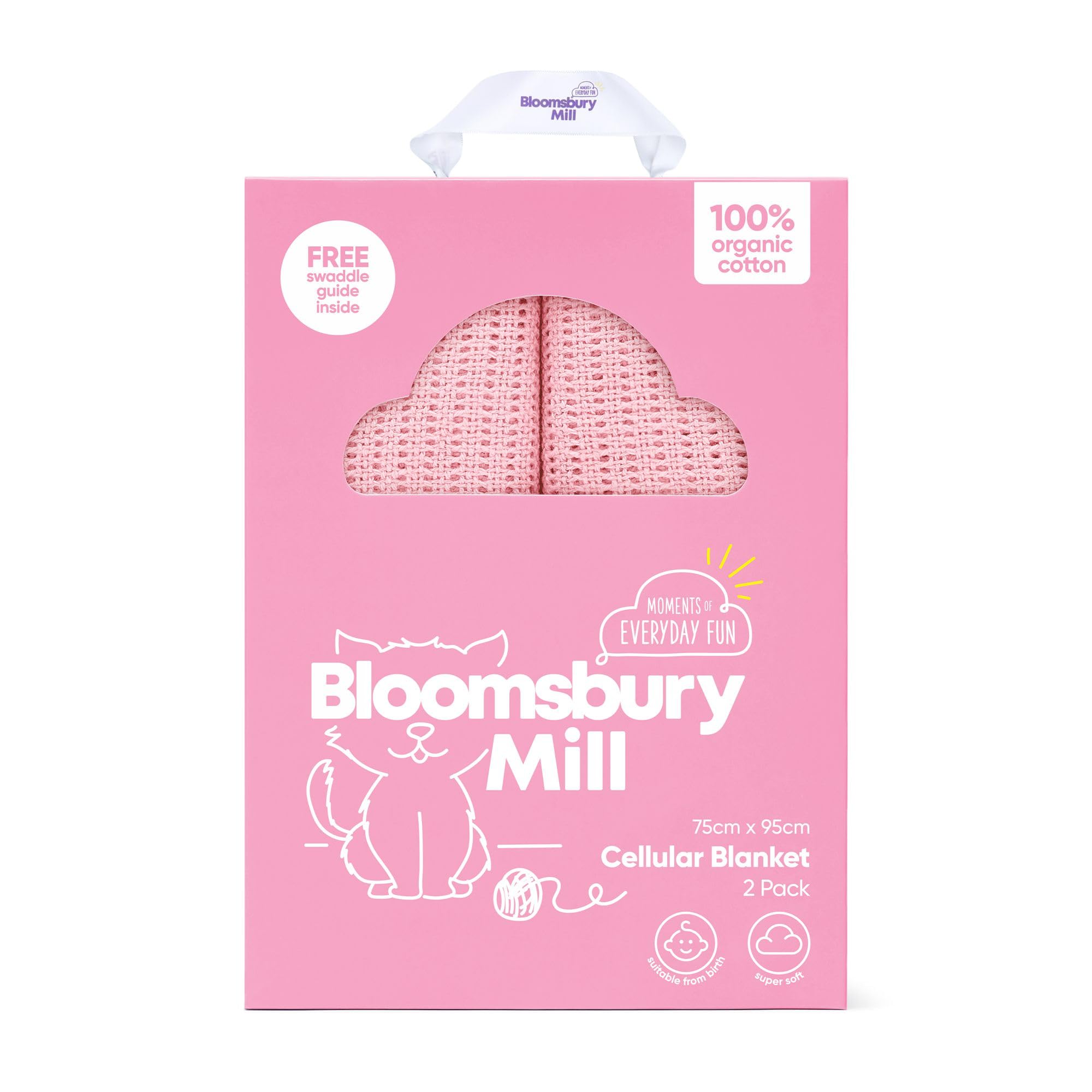 Bloomsbury Mill - Cellular Blankets Baby - Soft 100% Organic Cotton Baby Blanket - Pack of 2 - Essentials For Newborn - Ideal for Cot Bed, Travel, Car Seat, Pram, Moses Basket - Cream 75x95cm — view 6