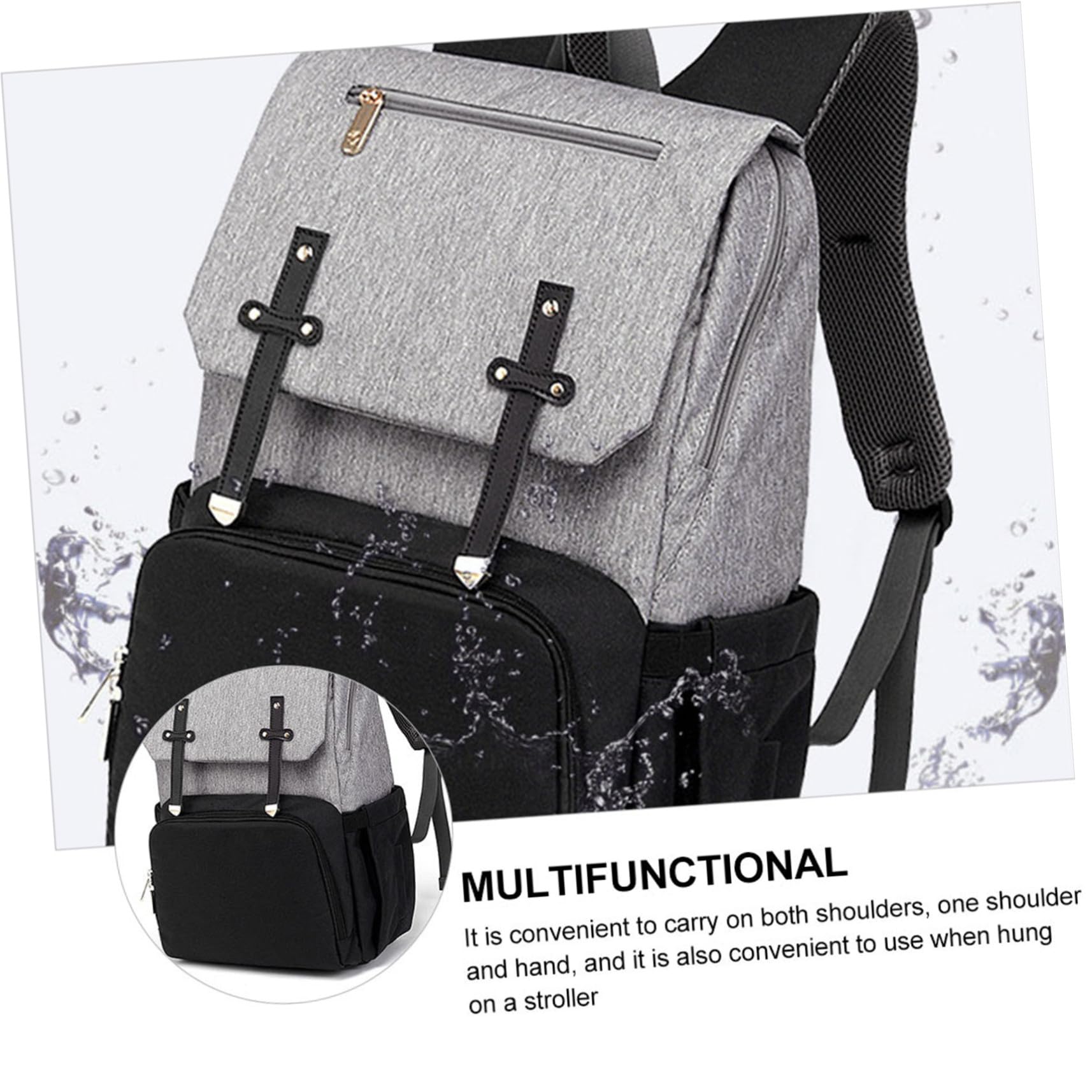 Mehrzweck Reiserucksack mit Doppelter Schultertasche aus Oxford Stoff Großer Wickelrucksack für Mama für Ausflüge und Alltag