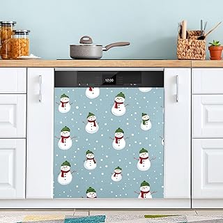 Cute Snowmen Pattern (2) Dishwasher Stickers Kitchen Fridge Dish Washer Door Panel Cover Appliance Magnet Decal Sheet Kitchen Decor 23x26in