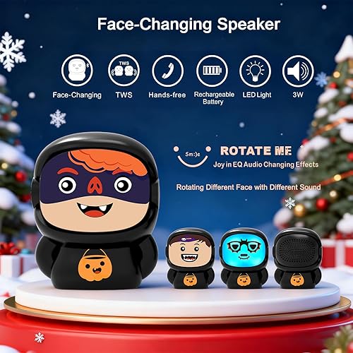 Miniatura 2 de Altavoz Bluetooth para niños para música mini altavoz inalámbrico que cambia la cara con luz RGB, función TWS, regalos de cumpleaños, decoración de