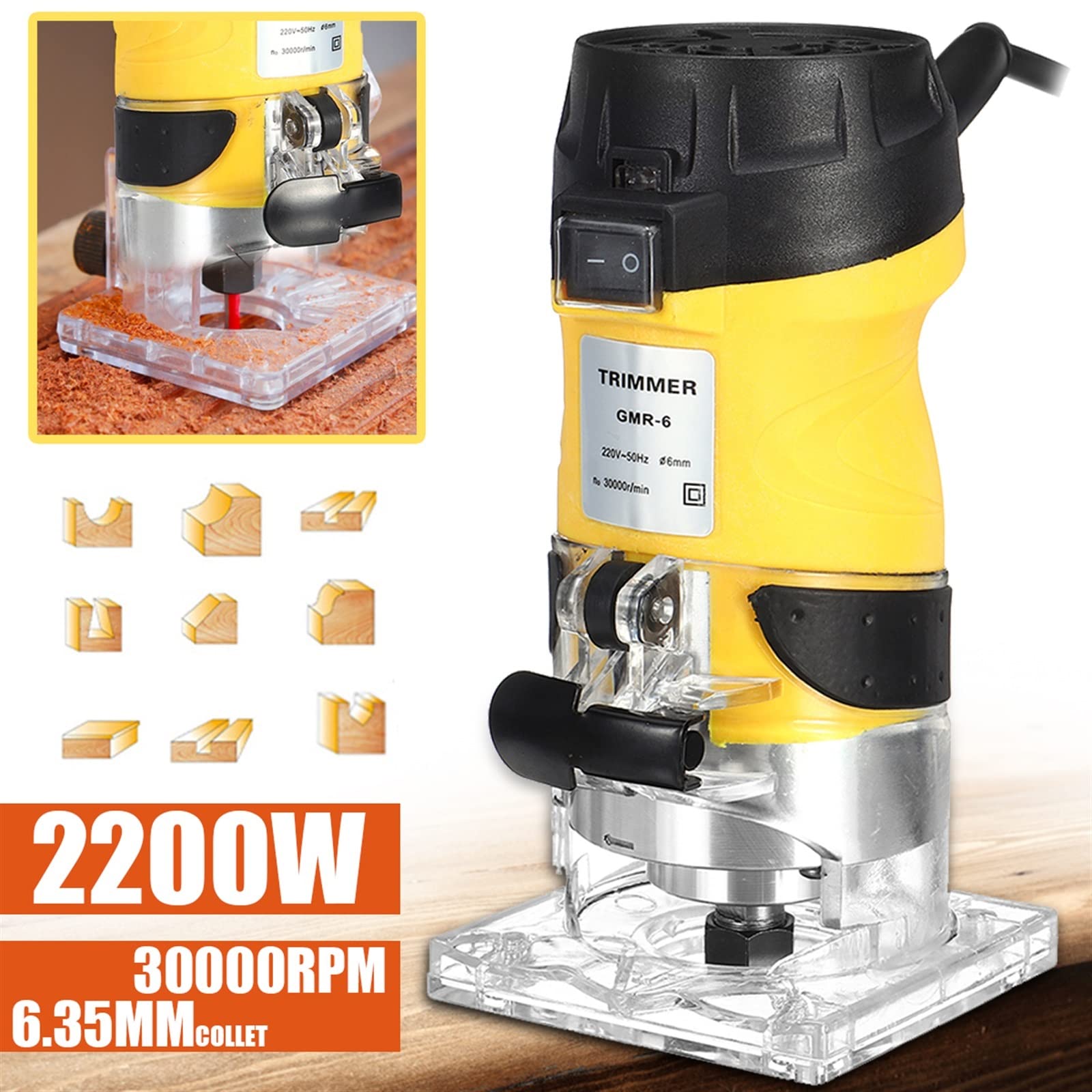 Frezarka do drewna Elektryczny trymer do obróbki drewna Frezowanie drewna Grawerowanie Dłutowanie Maszyna do przycinania Ręczny router do rzeźbienia Stabilne i precyzyjne cięcie(1)
