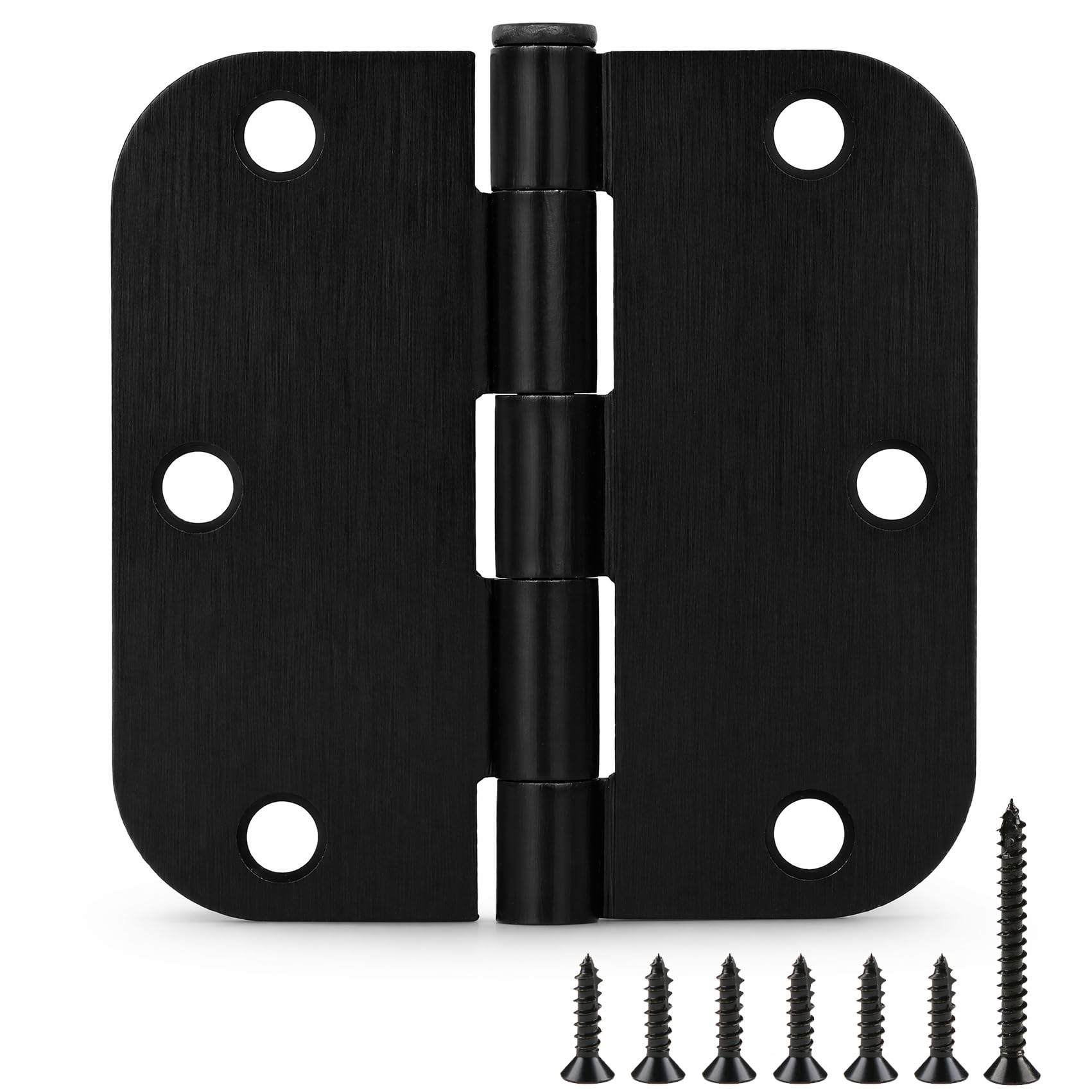 TDCHINGES Rounded Door Hinges 3.5" X 3 1/2 Inch Brushed Black 5/8" Radius