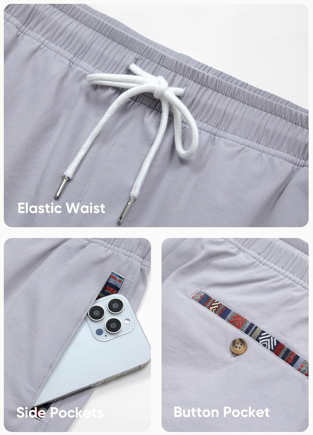 JMIERR Men's Casual Shorts 5"/ 7" Drawstring Summer Quick Dry Beach Stretch Waist Athletic Gym Short - Image 6