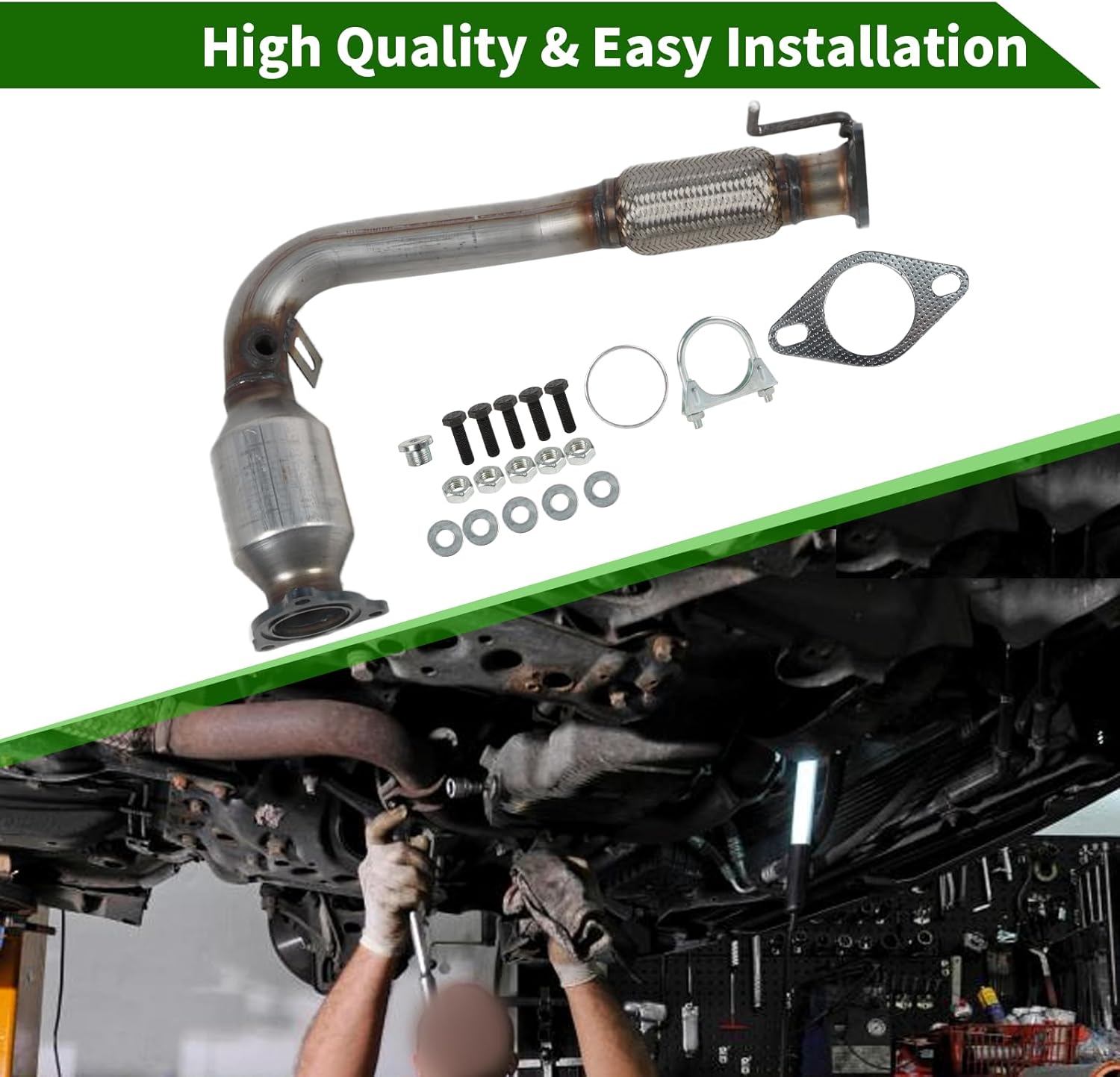 Front Catalytic Converter Direct-Fit Compatible with Chevy Equinox 2010-2014 2.4L, GMC Terrain 2010-2014 & Captiva Sport 2012 2013 2014 2015 2.4L High Flow Catalytic Convertor EPA Compliant