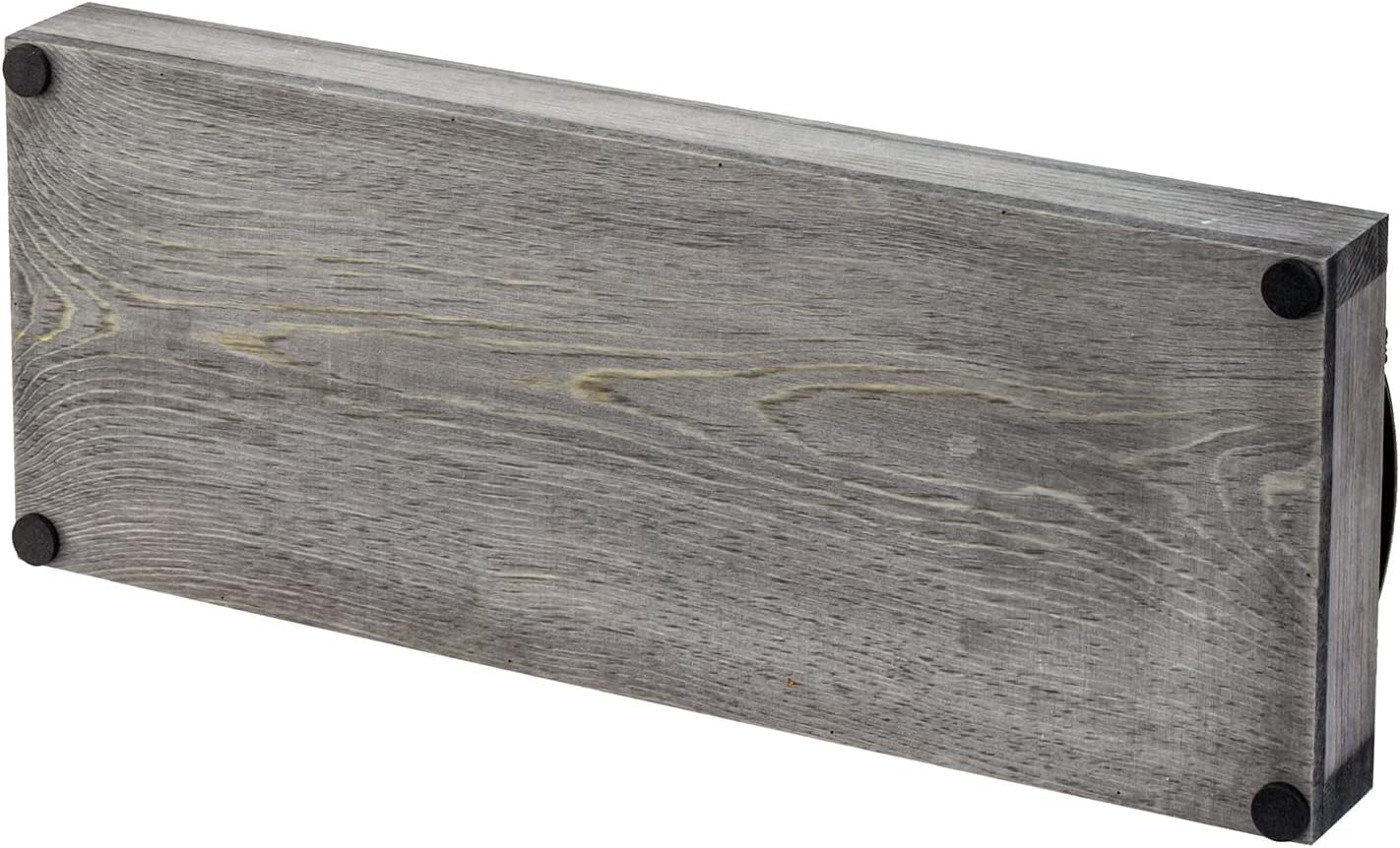 MyGift 16 Inch Vintage Gray Wood Toilet Tank Tray Organizer - Bathroom Vanity Rectangular Storage Tray with Antique Brass Tone Metal Handles