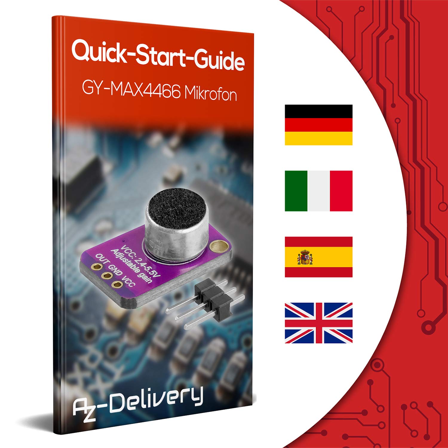 AZDelivery 3 x GY-MAX4466 elektretowy wzmacniacz mikrofonowy, czujnik wybicia wzmacniacza mikrofonowego MAX4466 kompatybilny z Arduino i Raspberry Pi i E-book w zestawie!