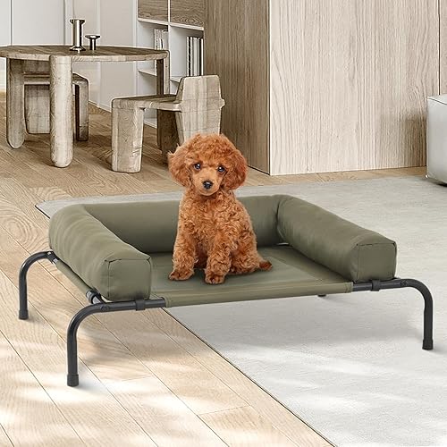 Miniatura 4 de Magshion Cama elevada refrescante para perros con cojín extraíble, cunas elevadas portátiles para interiores y exteriores, hamaca para mascotas a