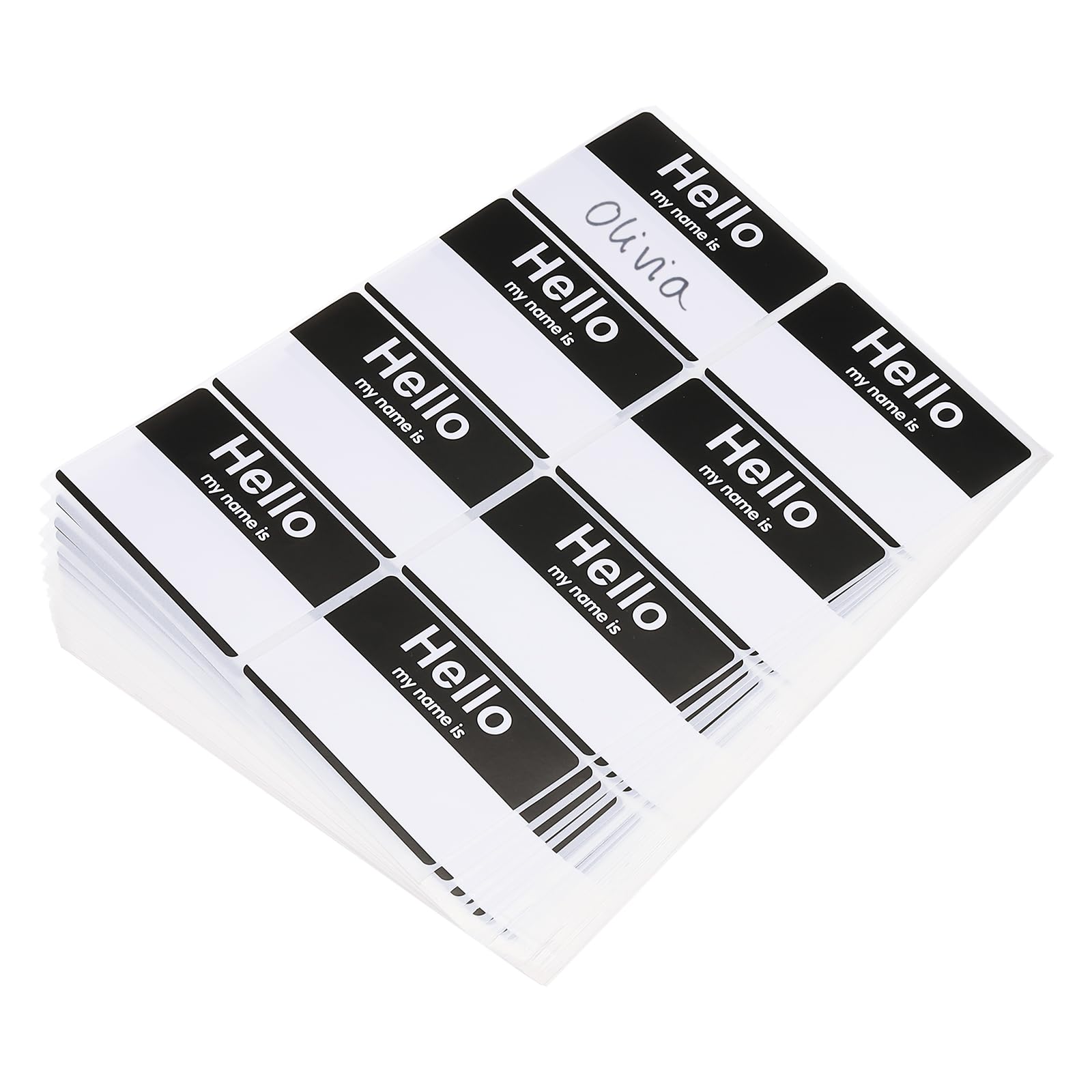 PATIKIL Name Tag Stickers, 480 Pcs Hi My Name is Stickers Removable Labels for Clothes Daycare Classroom Office Meeting Black