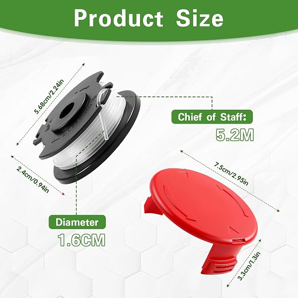 6 Stück Ersatzfadenspule für Einhell GE-CT 18/28 Li, 5.2m Länge Ø1.6mm Nylon Rasentrimmer-Ersatzfadenspule mit 2 Kappe, Rasentrimmerschnur für Einhell GE-CT 18/28 Li TC und GE-CT 18/28 Li - 2