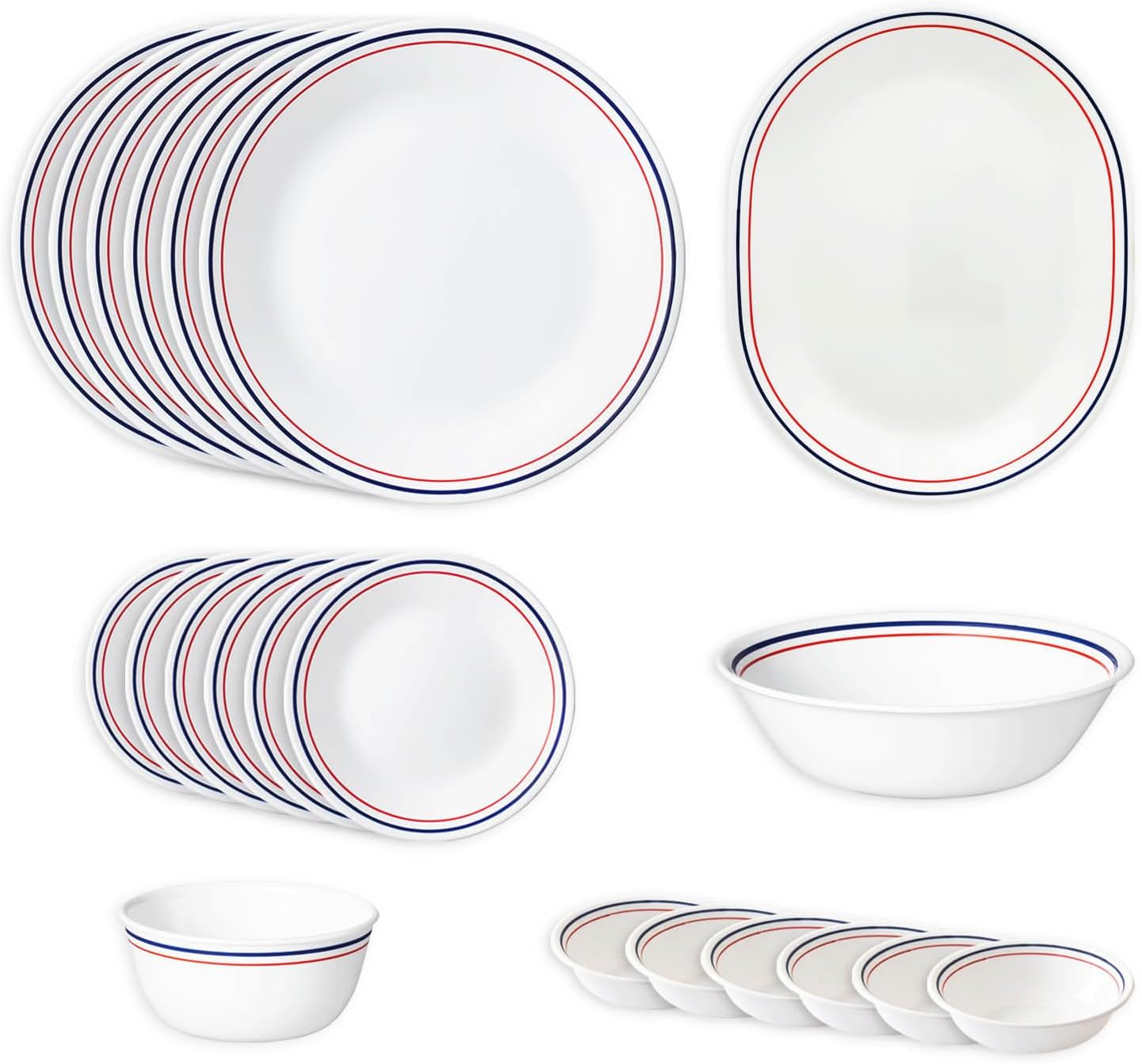 Buy Corelle 21 Pieces Dinner Set City Block, Microwave & Dishwasher