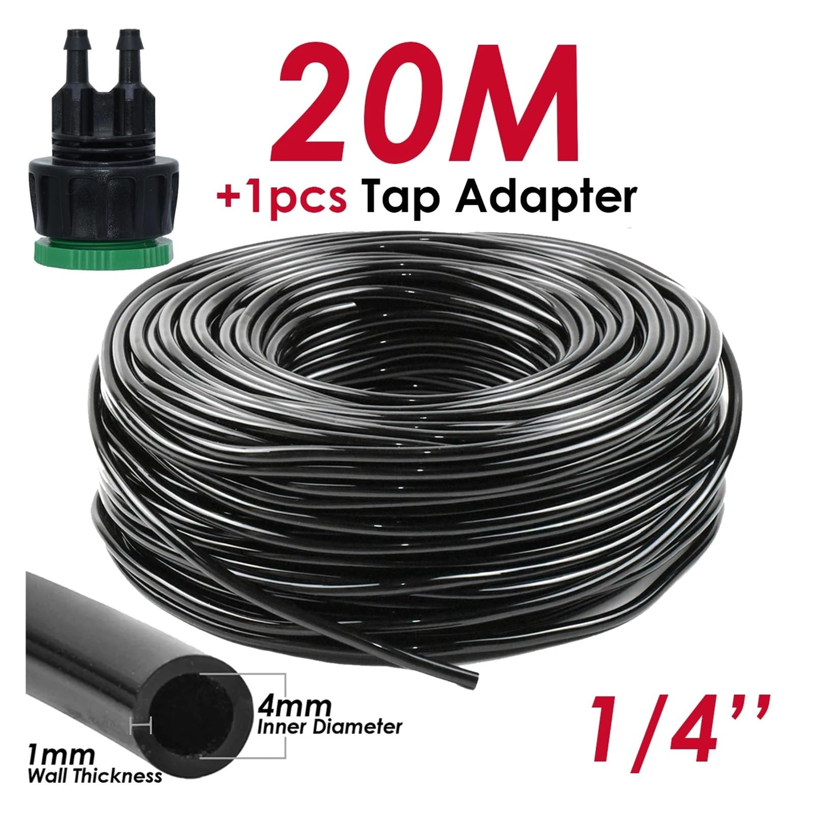 Tuyau d'arrosage de jardin SPRYCLE 5 m-50 m 1/4 pouce 4/7 mm PVC Micro Irrigation Goutte à Goutte Balcon Tuyau Tube for Arroseur Pelouse Serre(SPL11-KIT09-20M)