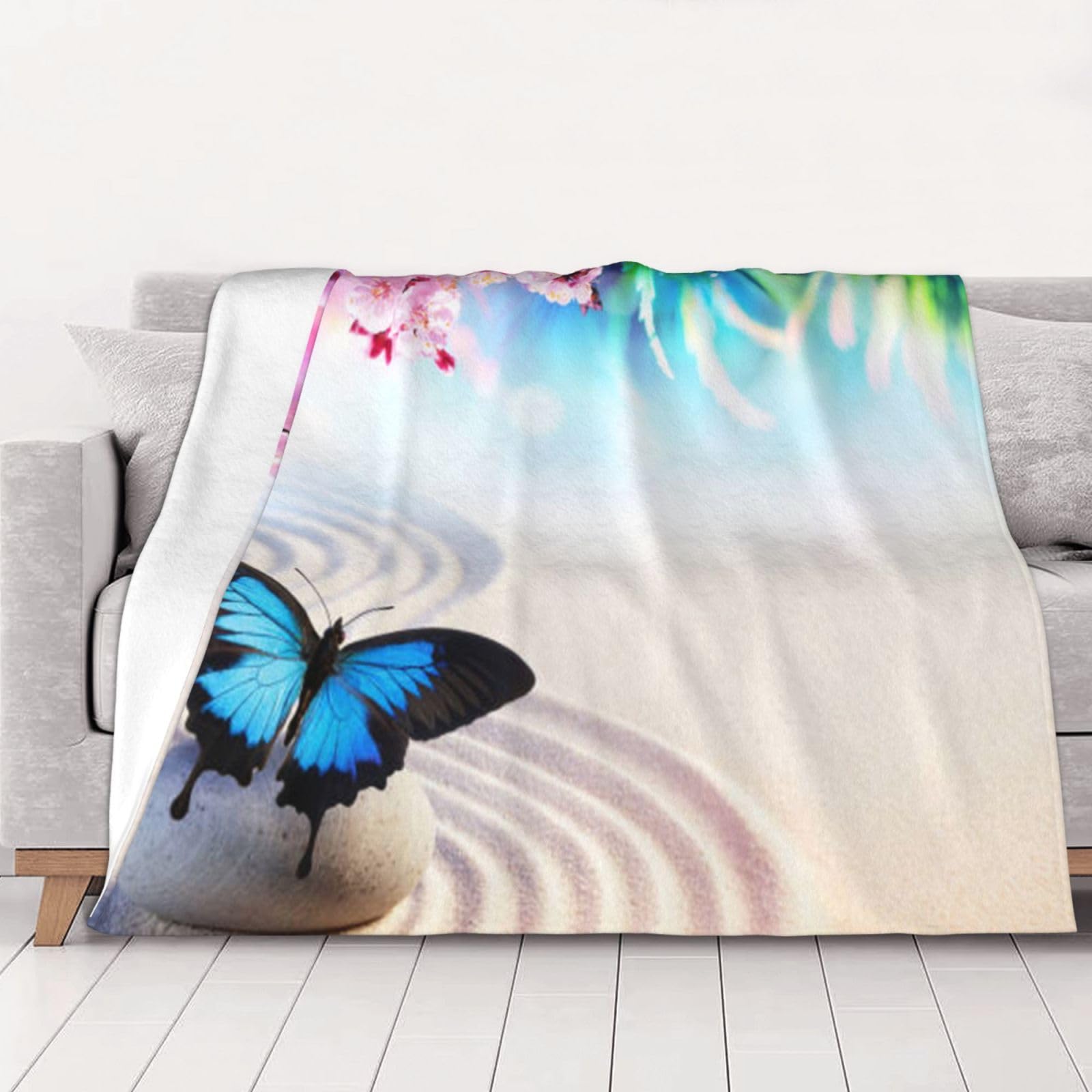 Couverture flanelle papillons zen cadeau idéal pour femme et homme