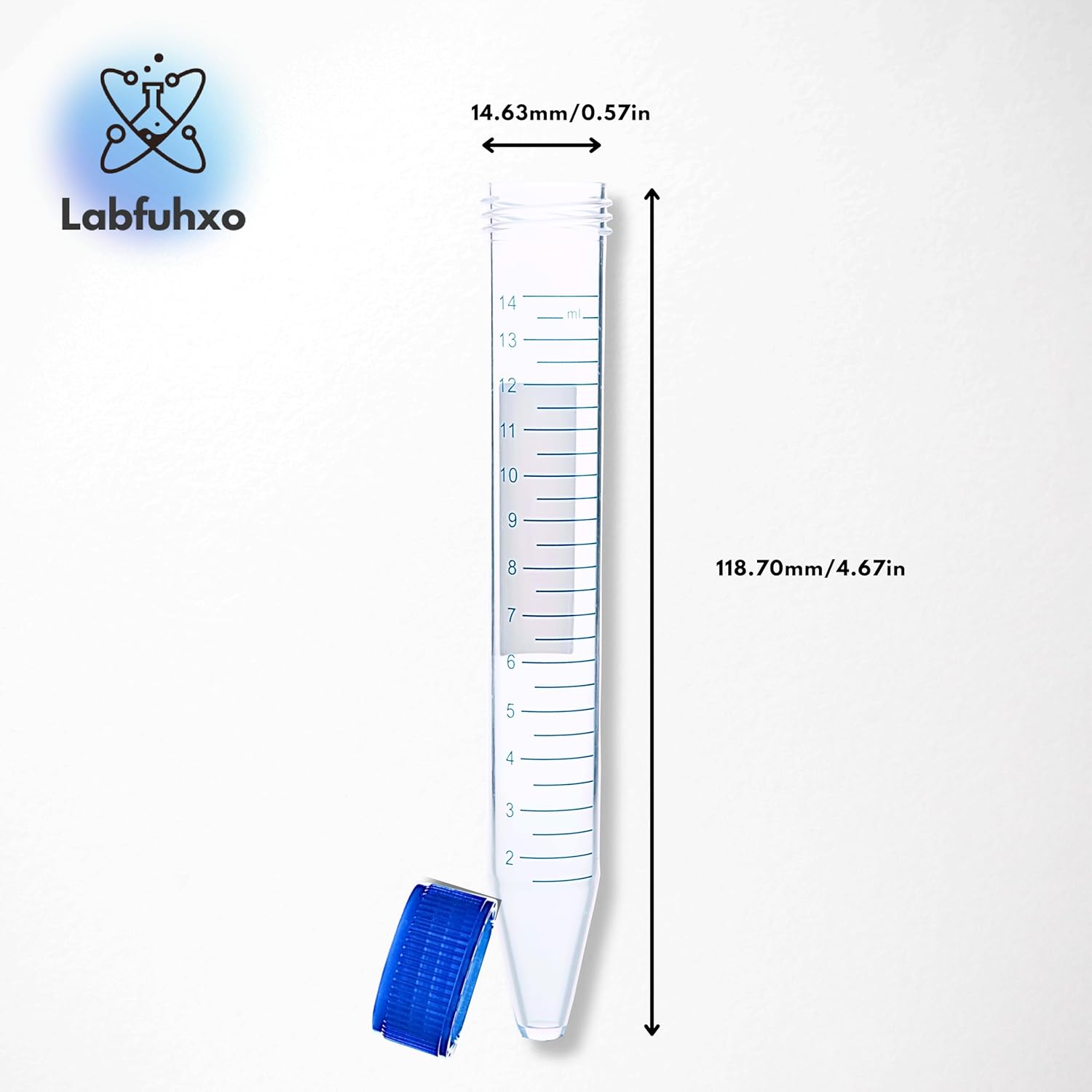 15mL Conical Centrifuge Tubes, [25 Items/1 Pack] Plastic Test Tube with Screw Caps, 15mL Sterile Test Tubes with Lids, 15 mL Skirted Tubes with Printed Graduation and Write-on Spot, Sterile - Image 6