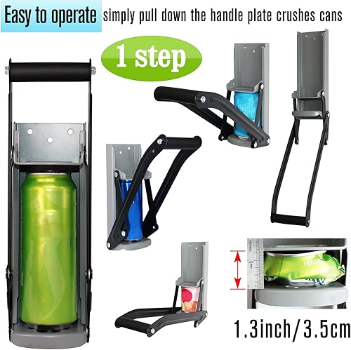 Miniatura 21 de laffeya Trituradora de latas, trituradora de latas montada en la pared, trituradora de latas de 16 onzas para triturar latas de soda y cerveza, Negro