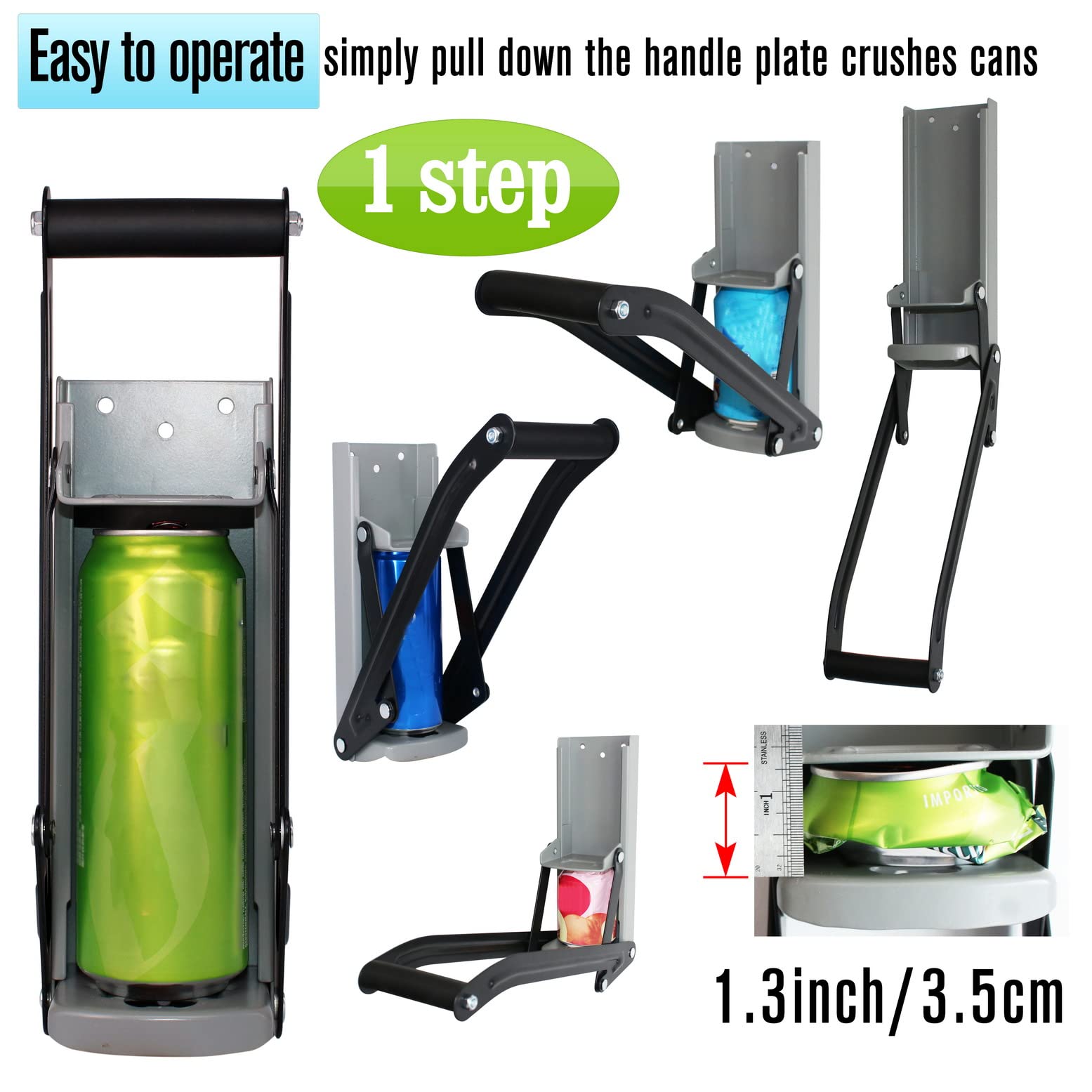 Abrebotellas de 473 ml trituradora de latas con soporte para bolsas de plástico, trituradoras de latas de aluminio, respetuoso con el medio ambiente, abridor de botellas montado en la pared,