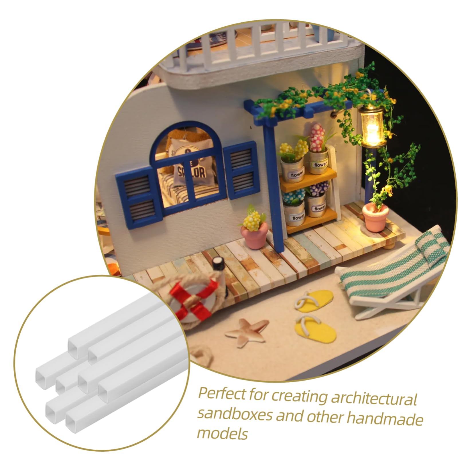 VILLCASE 40 Pcs Hollow Square Tube Plastic DIY Tube Square Tubing Connector Sand Table Tube Empty Tube Material Crafting Tubing Sand Table Materials Sand Table Tubing Material DIY Material