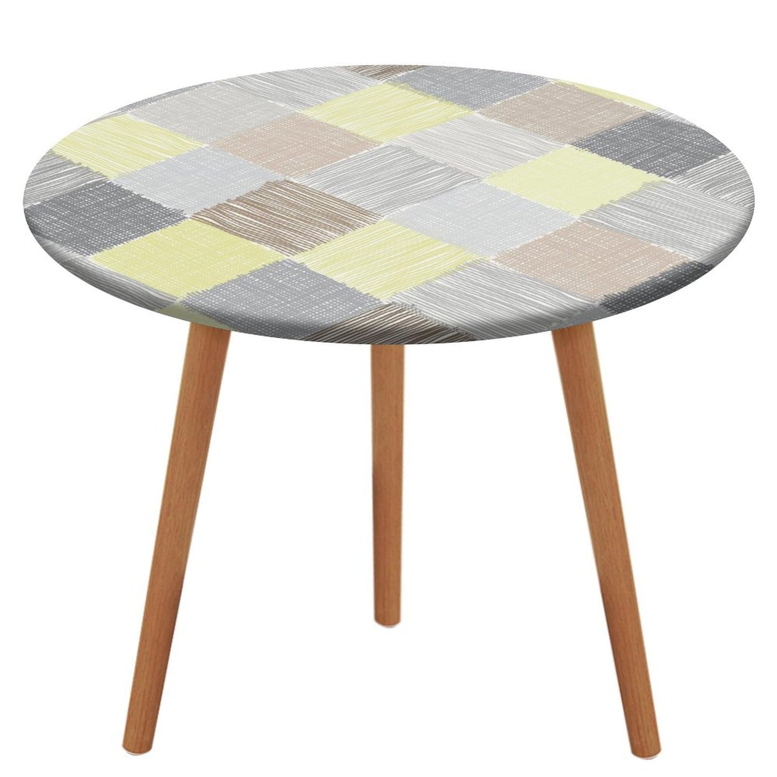 Color Checkered Round Tablecloth Table Protector Cover For Dinning Room Kitchen Picnic Party