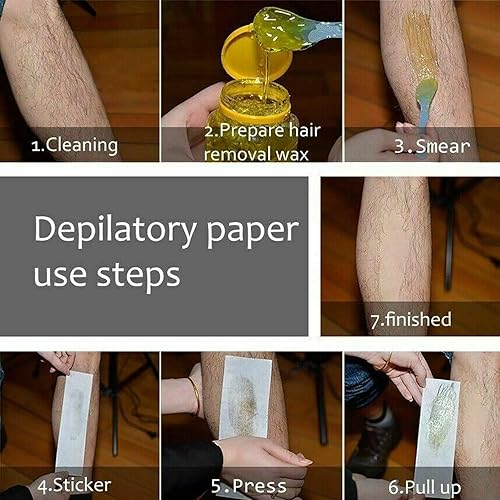 Miniatura 5 de BlueZOO Paquete de 100 tiras de cera profesionales no tejidas para salón de belleza, papel depilatorio respetuoso con la piel para depilación facial