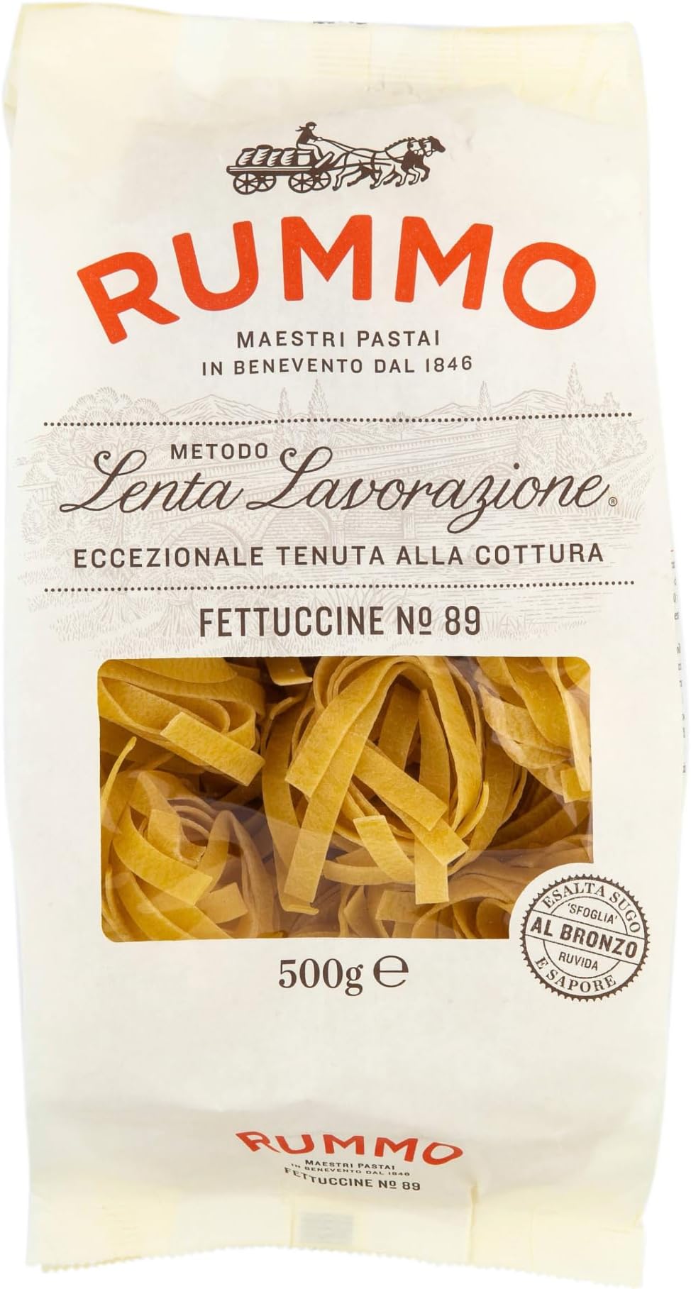 Fettuccine Pasta No.89 - Classic Ribbon-Cut Pasta, Expertly Made for Rich & Elegant Dishes, 500 g (Pack of 1)