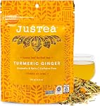 JusTea TURMERIC GINGER | Thé à base d'herbes de feuille en vrac 40+ Coupes (110g) | Caféine Gratuite Prix-Garantie , Commerce équitable , Non-OGM