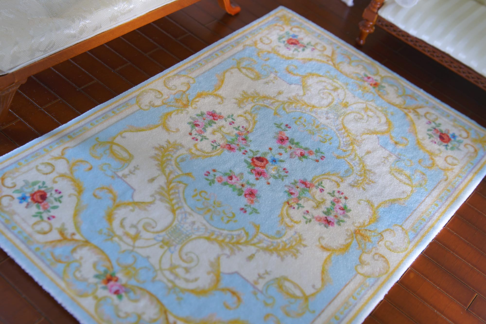Beautiful Pastel Victorian Floral Garland Miniature Rug 1/12 1/6 (Medium)