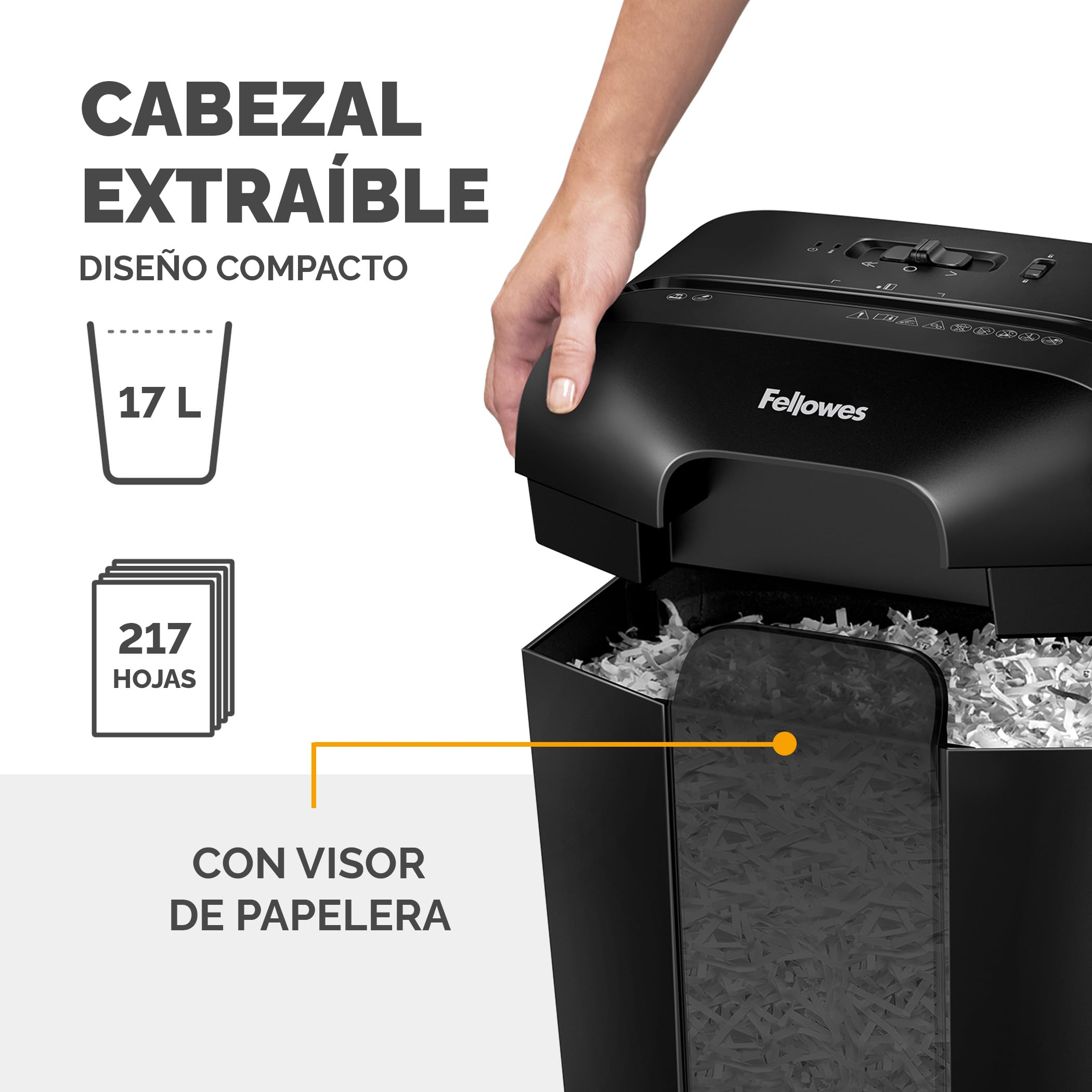 Fellowes Trituradora de Papel LX50, Corte en partículas, destruye hasta 9 Hojas, Uso Personal, con Bloqueo de Seguridad, Negro + Aceite lubricante para destructoras de papel, 355 ml