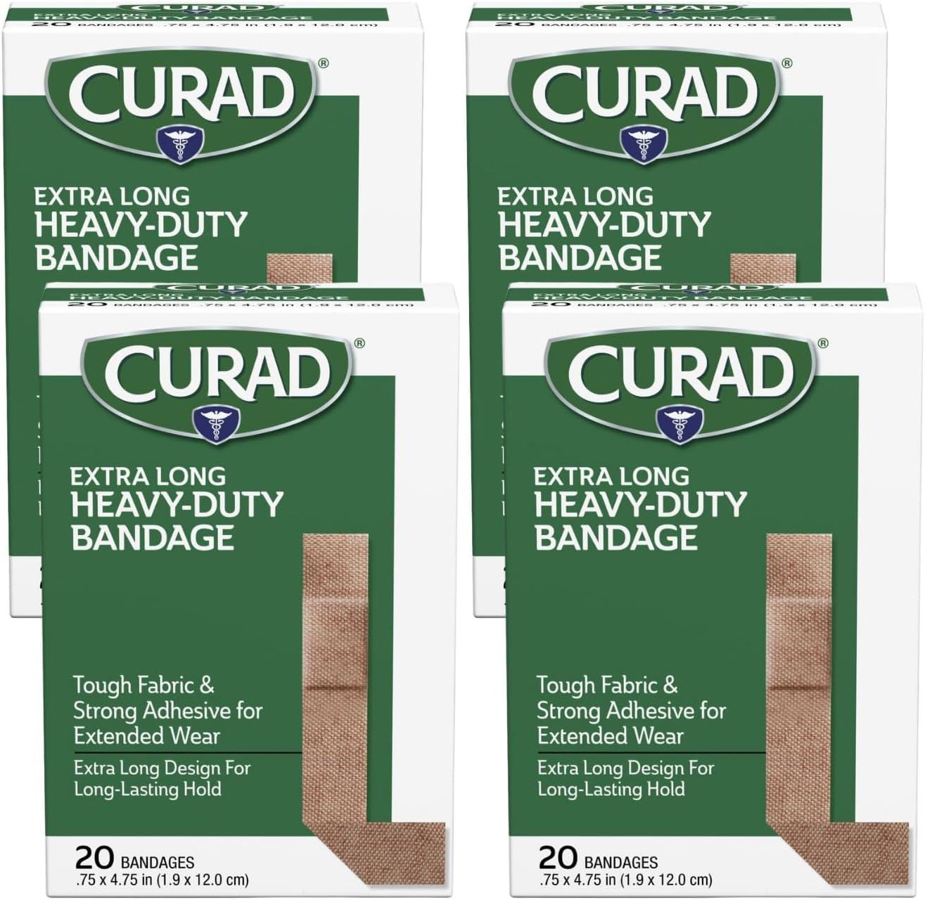 Heavy Duty Bandage Extra Long 20 Each .75 x 4.75 in (Pack of 4)