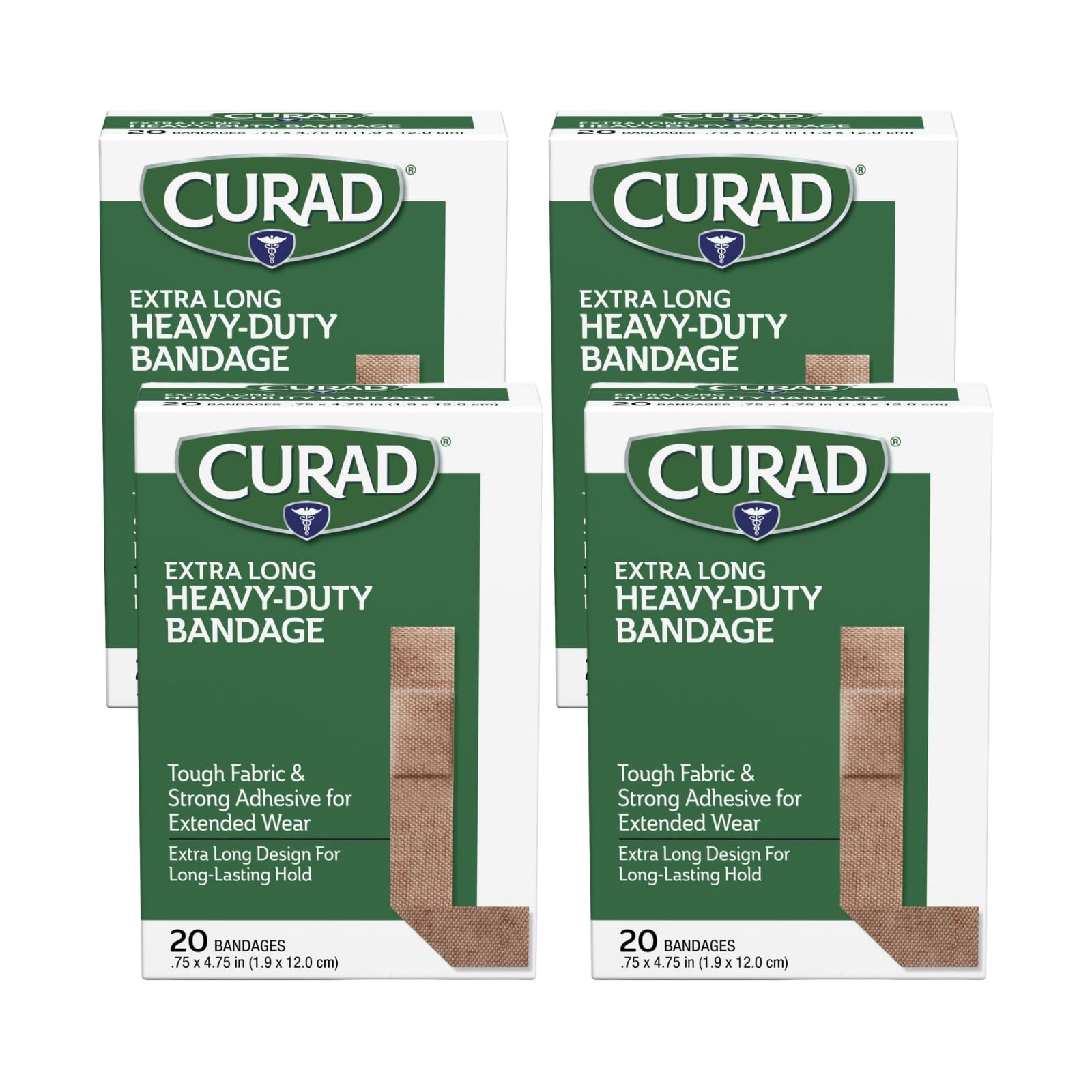 Heavy Duty Bandage Extra Long 20 Each .75 x 4.75 in (Pack of 4)